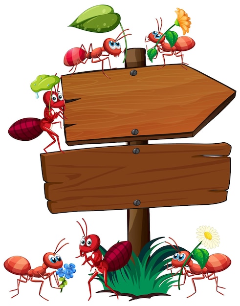 Gratis vector insect met houten frame board banner