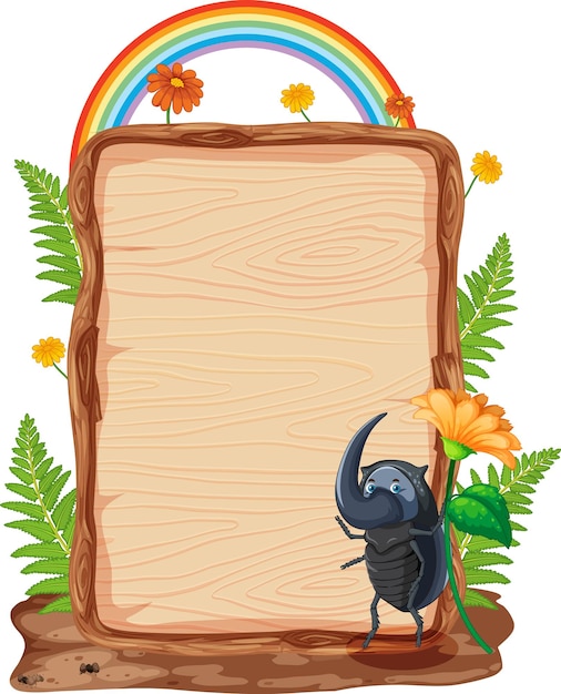 Insect met houten frame board banner