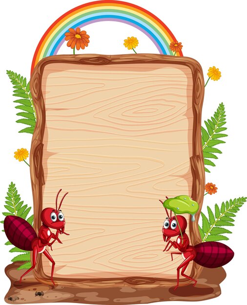 Insect met houten frame board banner