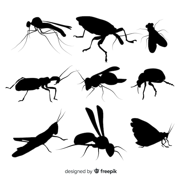 Gratis vector insect silhouet collectie