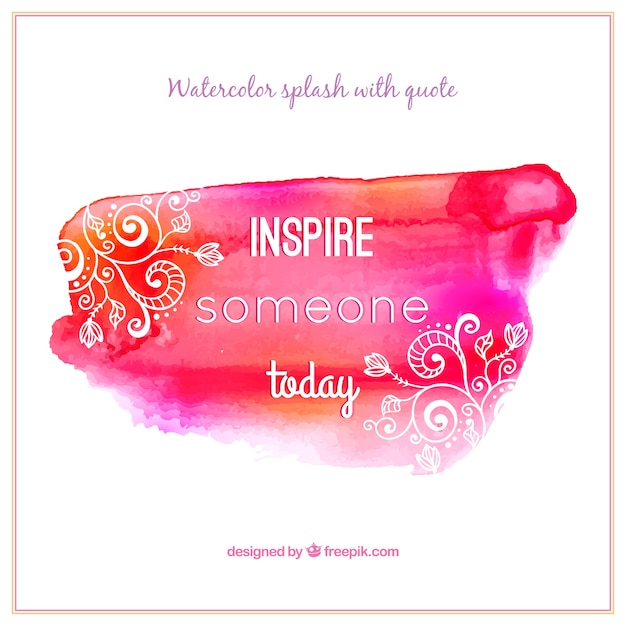 Gratis vector inspirational uitdrukking met roze aquarel vlek