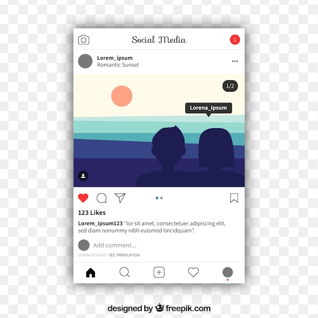 Gratis vector instagram-bericht met transparante achtergrond