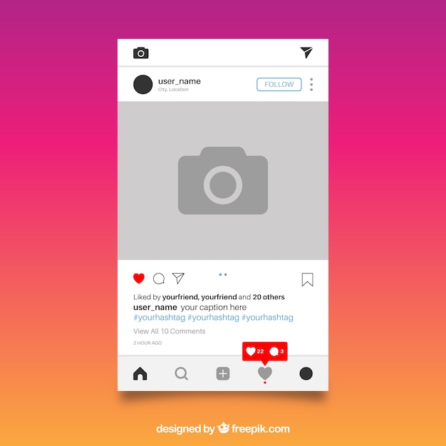 Instagram-berichtsjabloon met meldingen