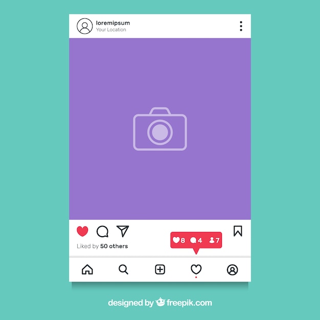 Gratis vector instagram-berichtsjabloon met meldingen