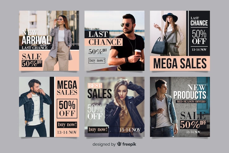 Gratis Vector instagram post abstracte mode verkoop set