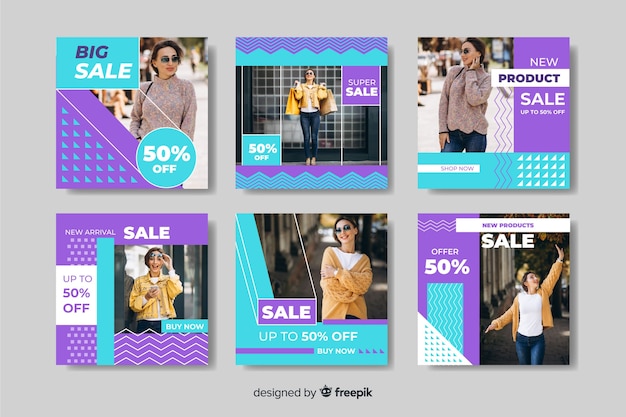 Gratis vector instagram post verzameling van vrouwen mode banners