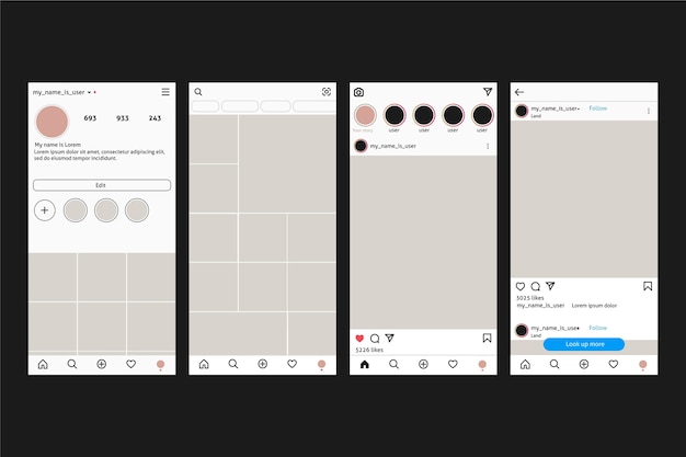 Gratis vector instagram profiel interface sjabloon concept
