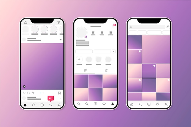 Gratis vector instagram profiel interface sjabloon met mobiele telefoon