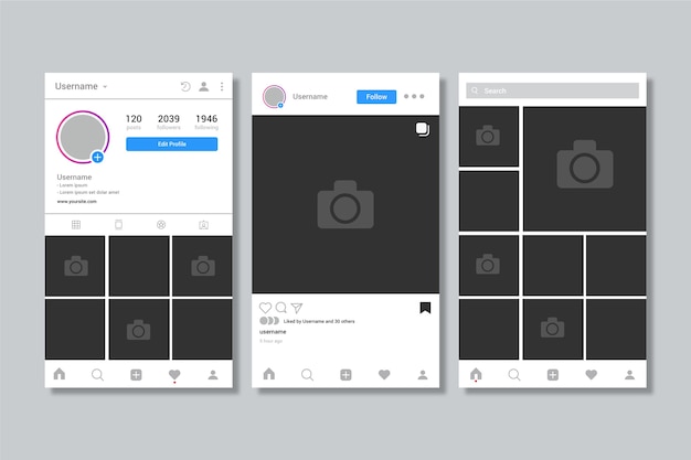 Instagram profiel interface sjabloon