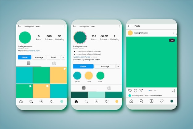Instagram profiel interface sjabloon