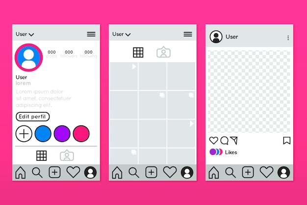 Gratis vector instagram verhalen interface sjabloon