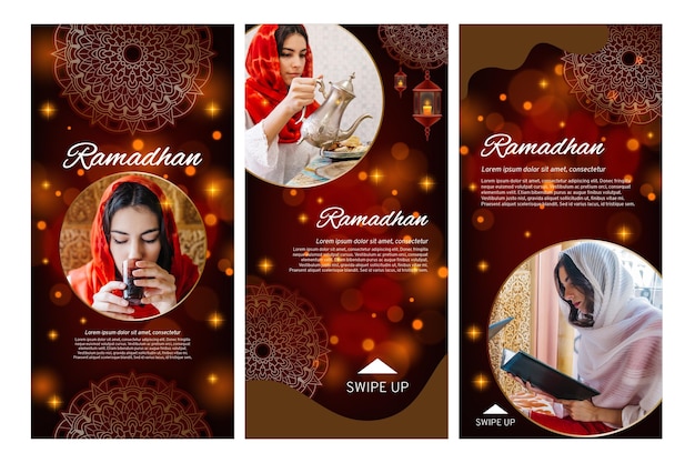 Gratis vector instagram-verhalencollectie voor ramadan