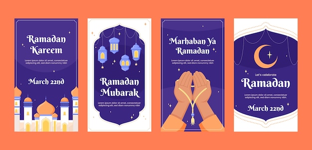 Gratis vector instagram-verhalenverzameling voor islamitische ramadan-viering