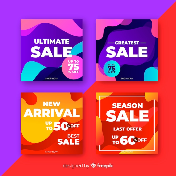 Gratis Vector instagram verkooppost ingesteld
