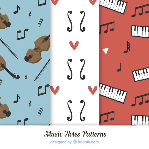 Gratis vector instrumenten en muziek notities patroon