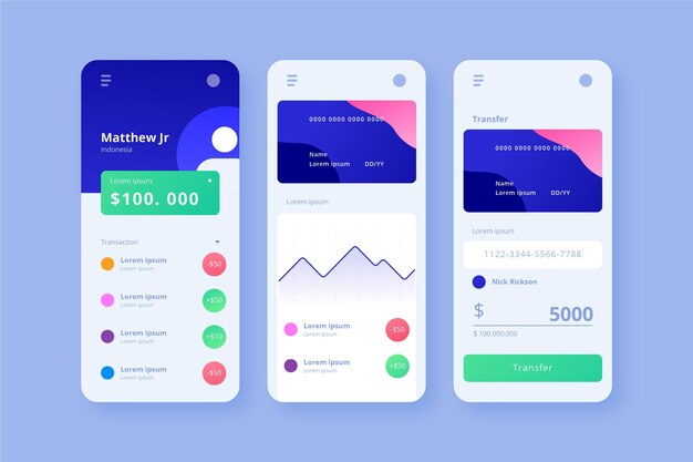 Interface-schermen voor bankapps