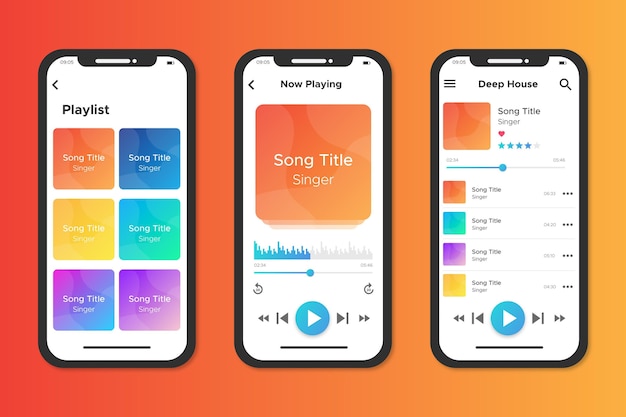 Interface voor app voor muziekspeler