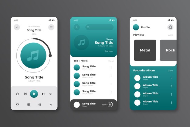 Interface voor app voor muziekspeler