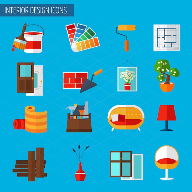 Gratis vector interieur pictogrammen