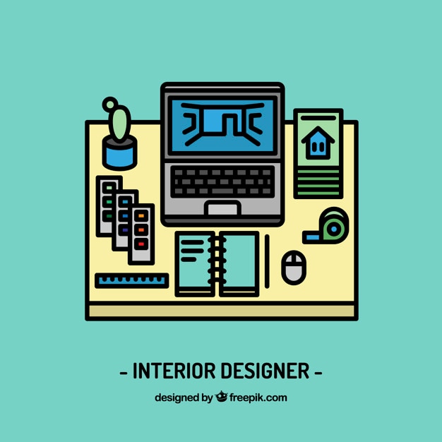 Gratis vector interieurontwerper werkplek