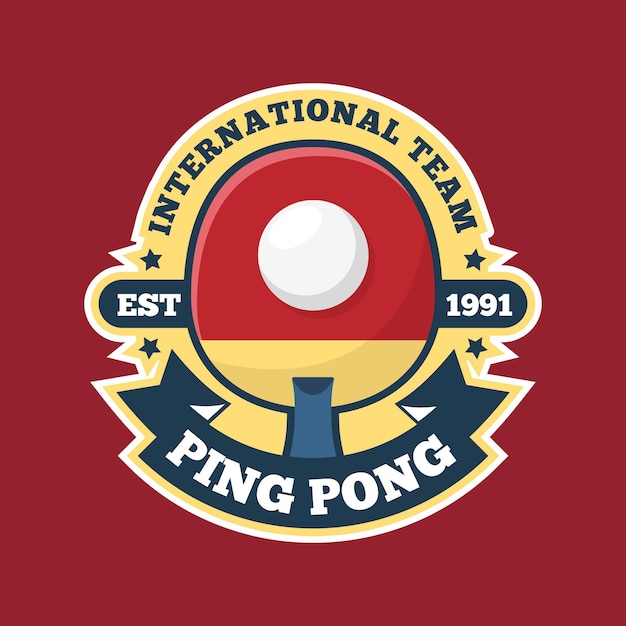 Internationaal roze pong-teamlogo in rode tinten