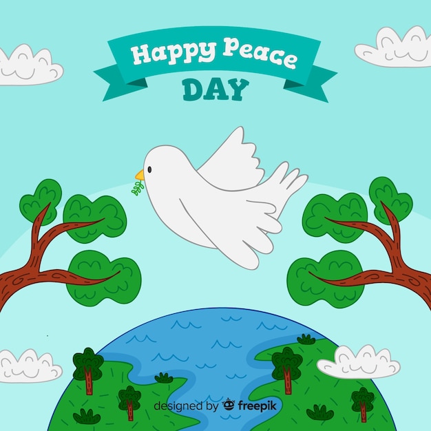 Internationaal vredesdagconcept met witte duif