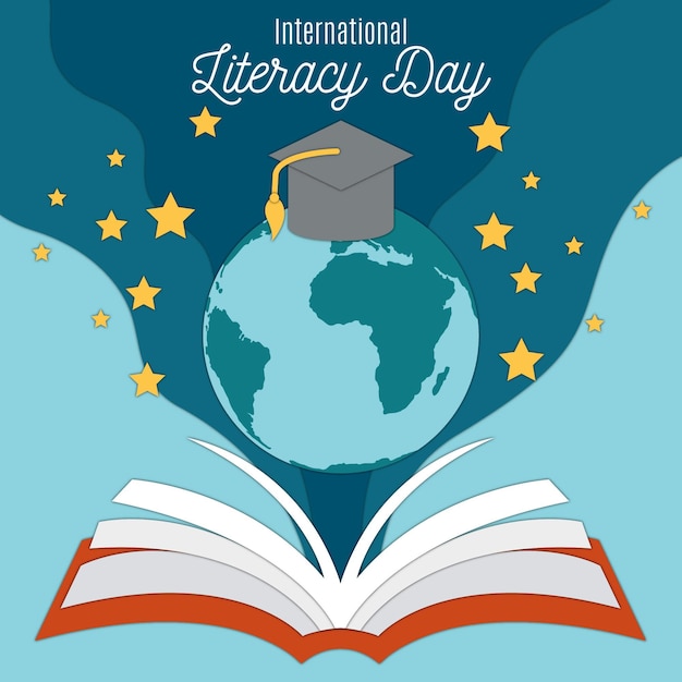 Gratis vector internationale alfabetiseringsdag in papierstijl