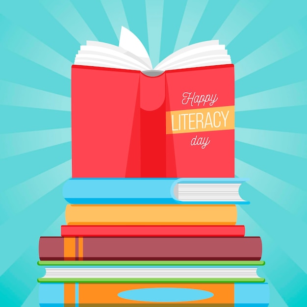 Internationale alfabetiseringsdag met plat ontwerp