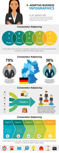 Internationale bedrijfs en financiën infographic grafieken instellen