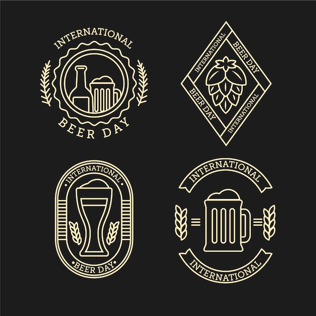 Gratis vector internationale bierdag badge set