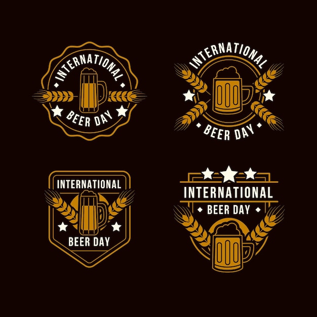 Gratis vector internationale bierdag badges collectie