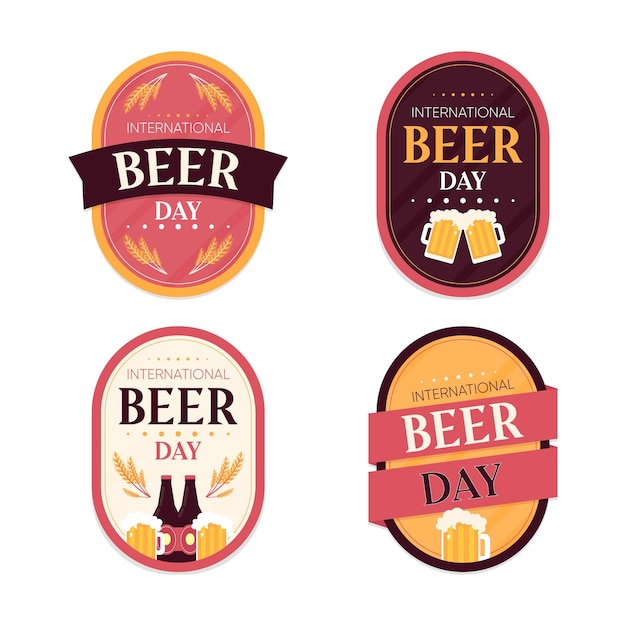 Gratis vector internationale bierdag badges concept