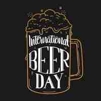 Gratis vector internationale bierdag belettering concept