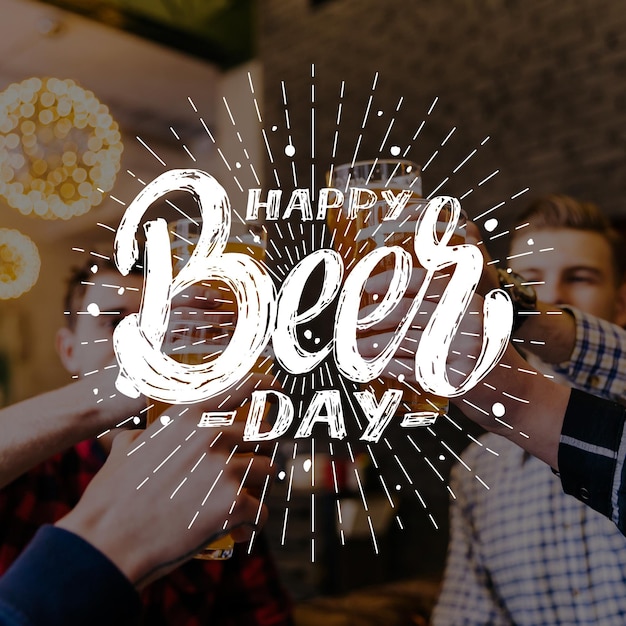 Internationale bierdag belettering met foto