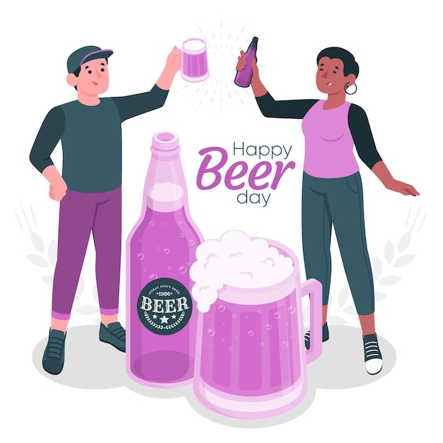 Gratis vector internationale bierdag concept illustratie