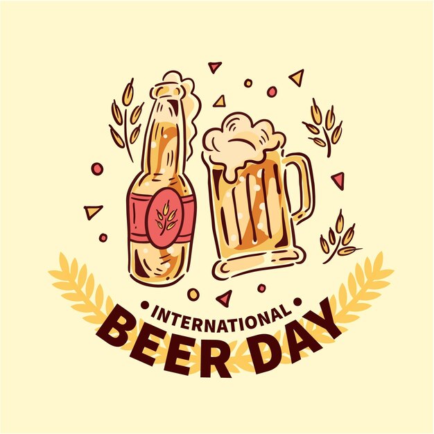 Internationale bierdag hand getrokken ontwerp