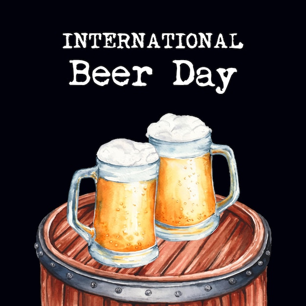 Gratis vector internationale bierdag in aquarelstijl