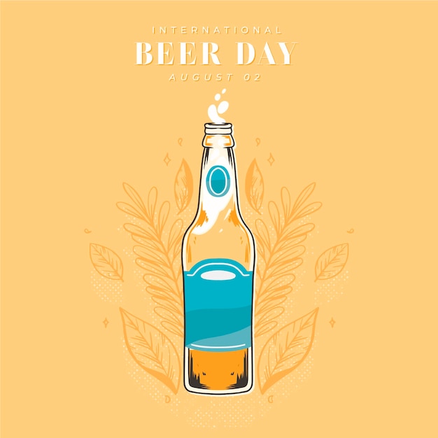 Gratis vector internationale bierdag met bier en fles