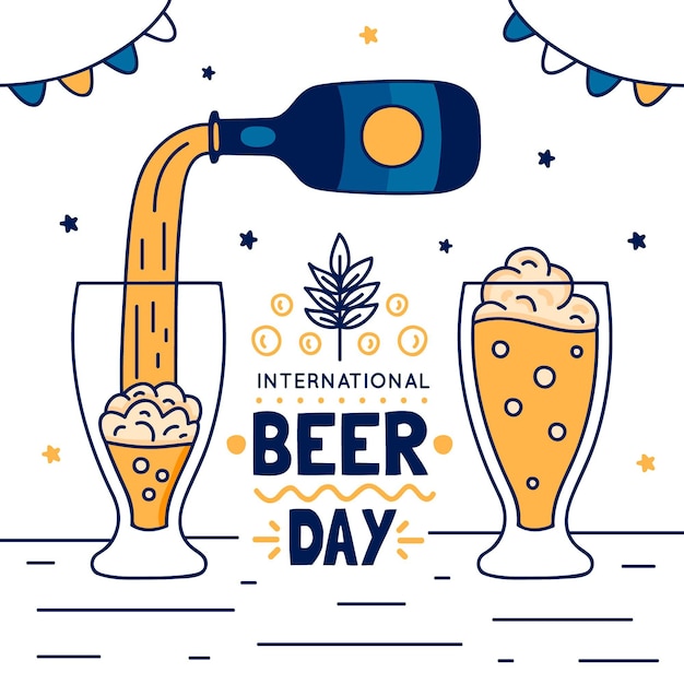 Gratis vector internationale bierdag met glazen