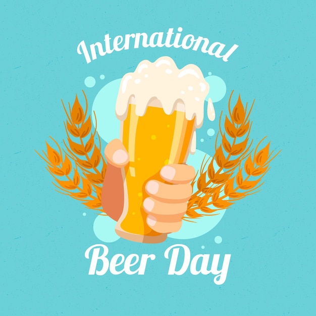 Gratis vector internationale bierdag tekenen concept