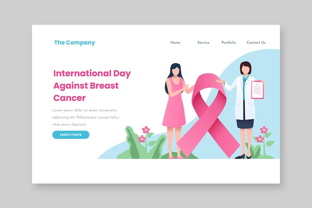 Internationale dag met kleurovergang tegen borstkanker bestemmingspaginasjabloon