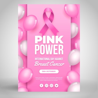 Internationale dag met kleurovergang tegen verticale postersjabloon voor borstkanker