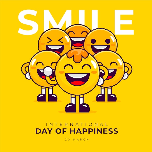 Gratis vector internationale dag van geluk illustratie