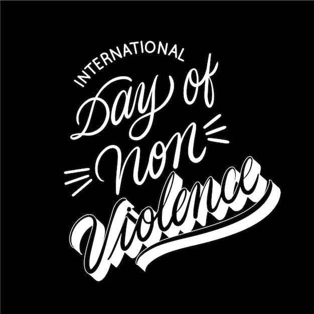 Internationale dag van geweldloosheid belettering