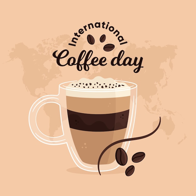 Gratis vector internationale dag van koffie met mok