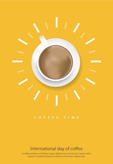 Internationale dag van koffie poster vectorillustratie