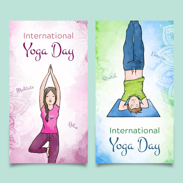 Internationale dag van yoga banners