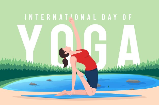 Gratis vector internationale dag van yoga illustratie ontwerp