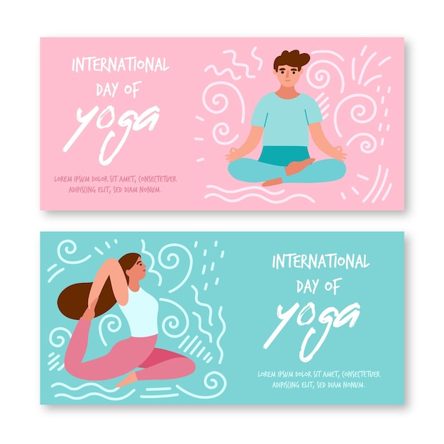 Internationale dag van yogamalplaatje voor banners