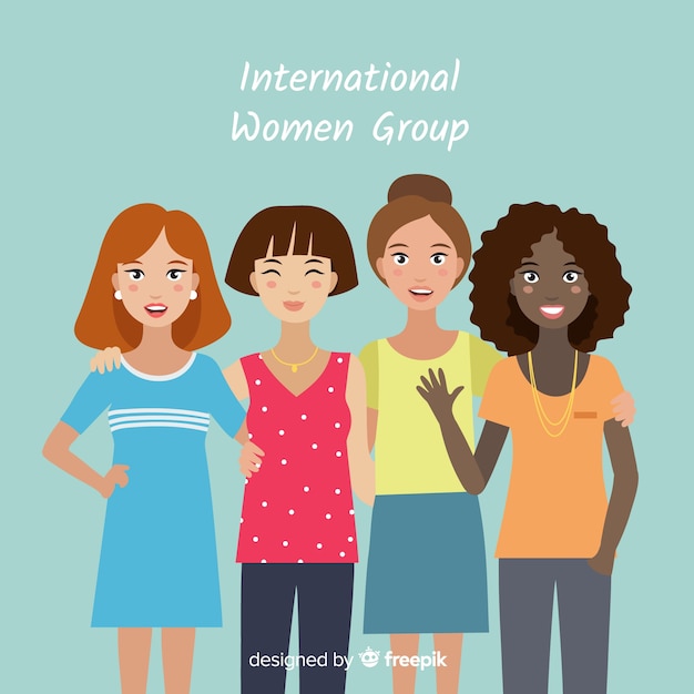 Internationale groep vrouwen met een plat ontwerp